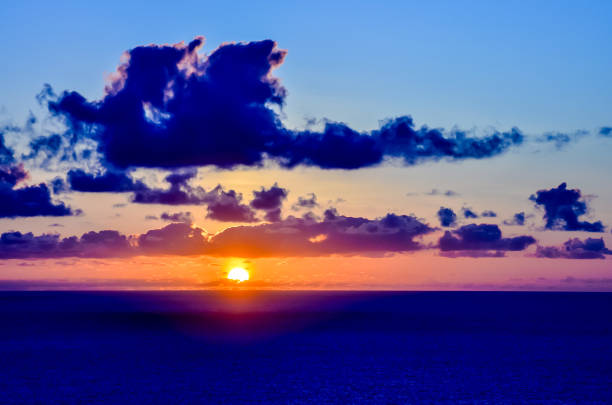 istock The sky is blue and the sun is setting 2154427230
