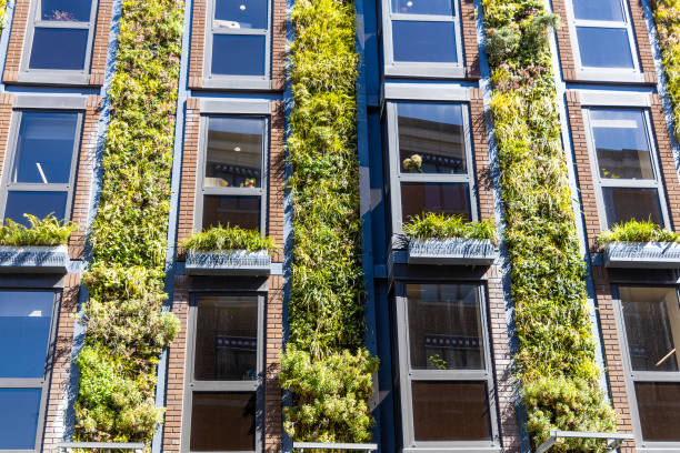 istock Climate change solutions using green plant walls to aid in carbon emission limitations 2154427595