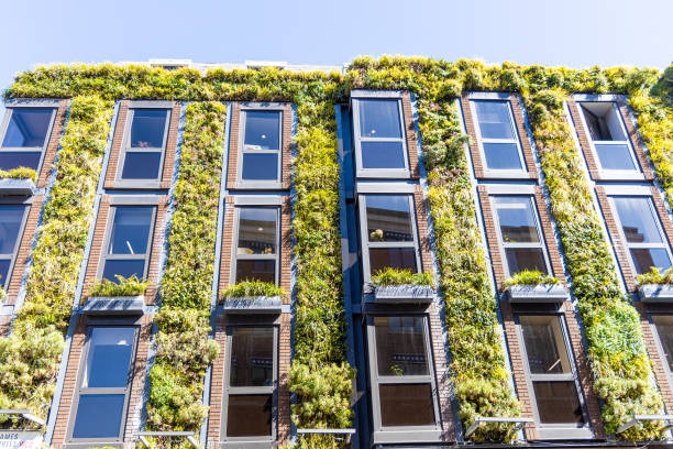 istock Climate change solutions using green plant walls to aid in carbon emission limitations 2154427598