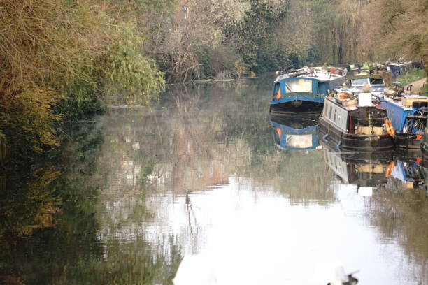 istock Boats In The Lea River in London 2154427794