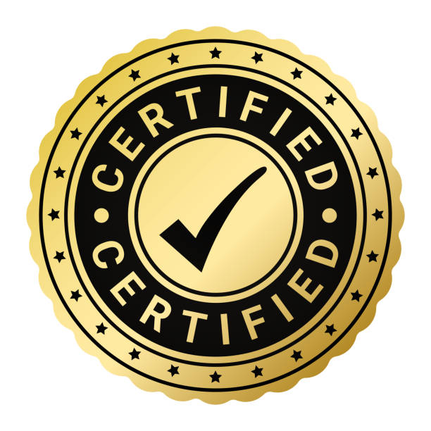 ilustrații de stoc cu sigiliu de ștampilă din cauciuc certificat auriu cu ilustrație vectorială cu pictograme stars și tick - certificat