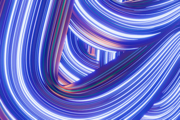 istock Abstract light trails creating a dynamic, flowing pattern in vibrant blue and purple hues.3d rendering 2154431968