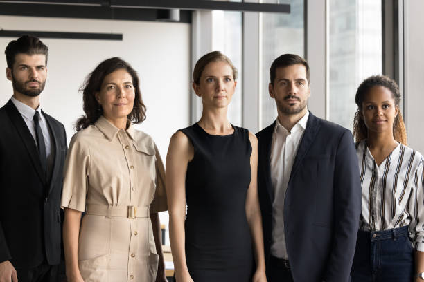 istock Confident multiethnic business group posing in office, 2154432166