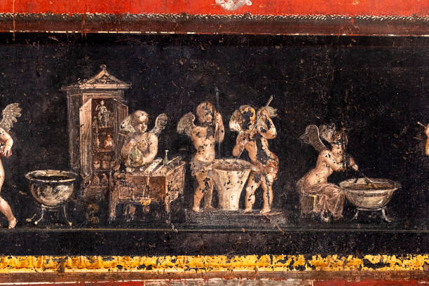 istock Pompeii fresco painting cupid making perfume 2154435023