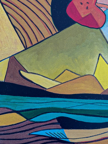 Part of an abstract painting painted with bright acrylic paints on canvas