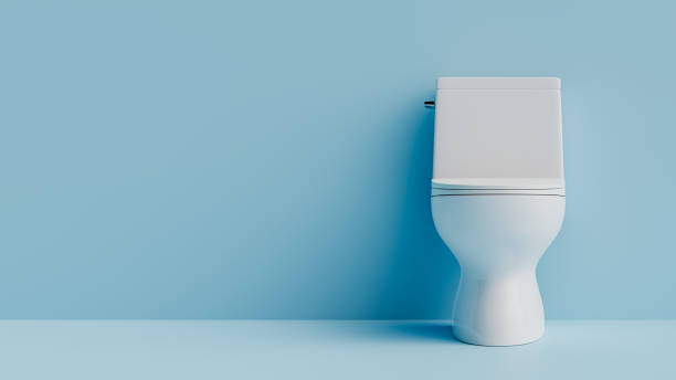 istock Copy space background with toilet in bathroom. 3d rendering 2154436318
