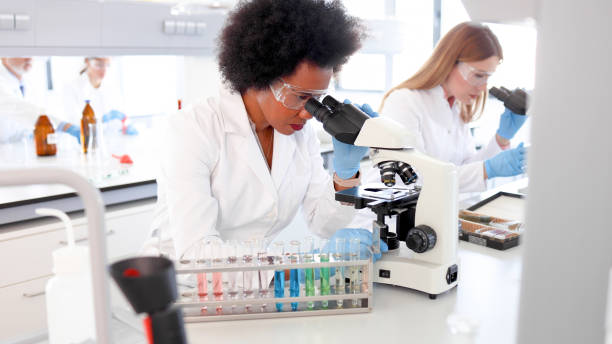 Woman working at the lab team