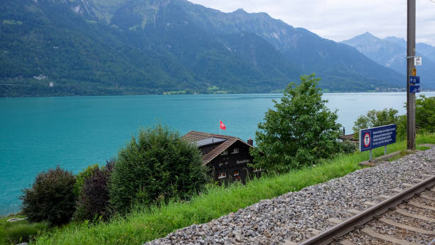 istock Railway station next to the lake and nature 2154440523