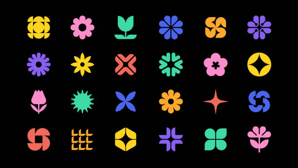 Vector set of minimalism Geometric Shapes. Graphic Elements Vector illustration of minimalism Geometric Shapes. flower stock illustrations