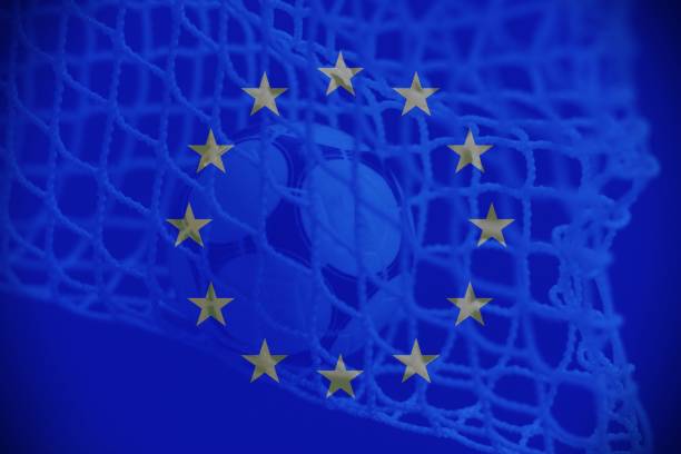 European flag with a soccer ball