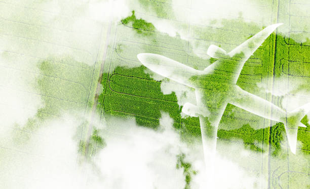 istock Sustainable aviation fuel concept. Net zero emissions flight. Sustainability transportation. Eco-friendly aviation fuel. Air travel. Future of flight with green innovation. Airplane use biofuel energy 2154448782