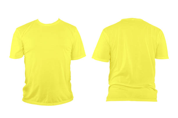 istock Light yellow t-shirt with round neck, collarless and sleeves. 2154452934