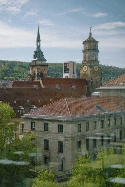 Elevated view of old town, Stuttgart