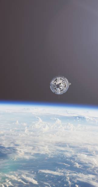 istock In the background of Earth, the space station completes its orbit 2154454795