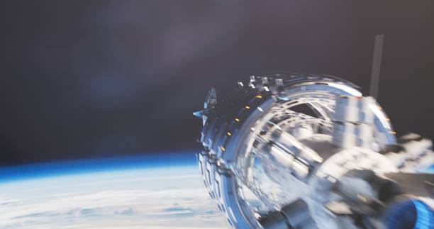 With elegance, the space station orbits against Earth's backdrop, showcasing the perfect synergy between human ingenuity and the beauty of nature