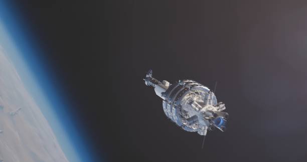 istock The space station orbits, framed by the backdrop of Earth 2154455059
