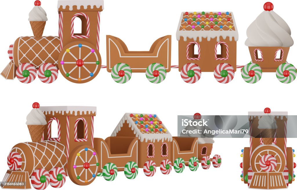 Gingerbread Train Design Christmas Gingerbread Train Front And Side View Stock Illustration ...