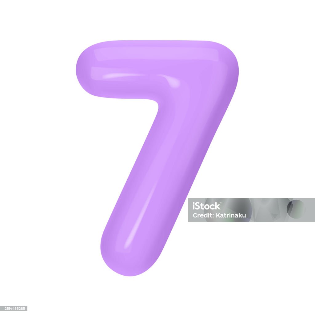 Violet Number Seven Numeral 7 Violet Plastic Balloon Number Seven Isolated On White ...