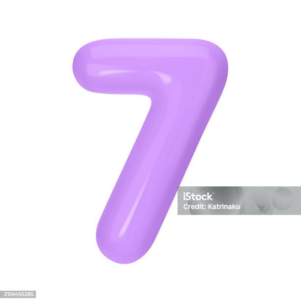 Violet Number Seven Numeral 7 Violet Plastic Balloon Number Seven Isolated On White ...