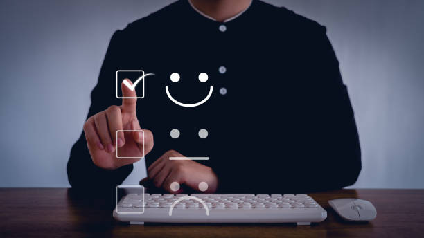 istock Customer review satisfaction feedback survey concept. User give rating to service excellent experience, Client evaluate quality of service reputation ranking of business. 2154467307