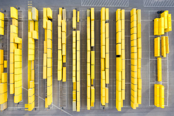 istock Aerial View of Yellow Construction Materials 2154467560