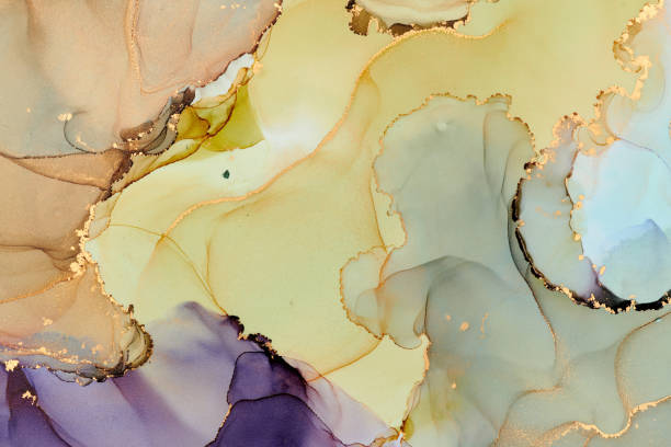 istock Natural  luxury abstract fluid art painting in alcohol ink technique. Tender and dreamy  wallpaper. Mixture of colors creating transparent waves and golden swirls. For posters, other printed materials 2154468208