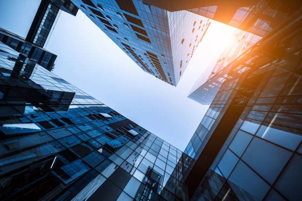 istock Modern Cityscape with Reflective Glass Buildings and Sunlight 2154476358