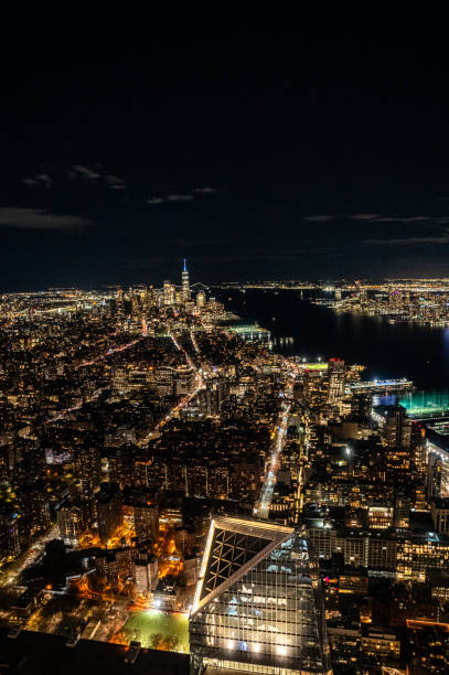 istock Panoramic view of Manhattan's skyscrapers at night from above 2154482336