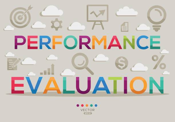 ilustraciones, imágenes clip art, dibujos animados e iconos de stock de evaluación del desempeño concepto de texto. - evaluación del desempeño