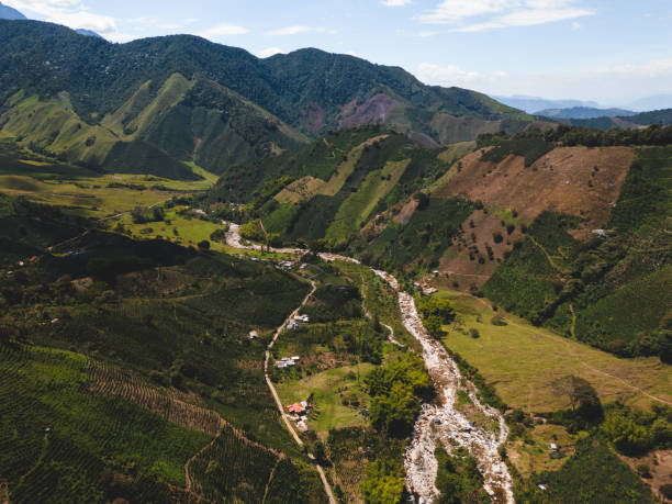 istock Valley with river in the middle surrounded by green mountains 2154496914