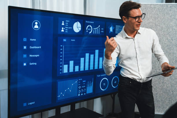 istock Presentation in office or meeting room with analyst team. Prudent 2154499721