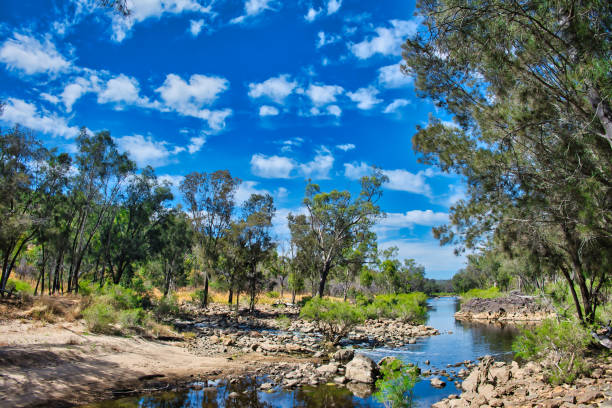 The peaceful Avon River flowing through the forest of Walyunga National Park, Western Australia, close to Perth.