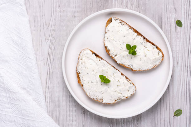 istock Cottage cheese sandwiches decorated with mint 2154513590