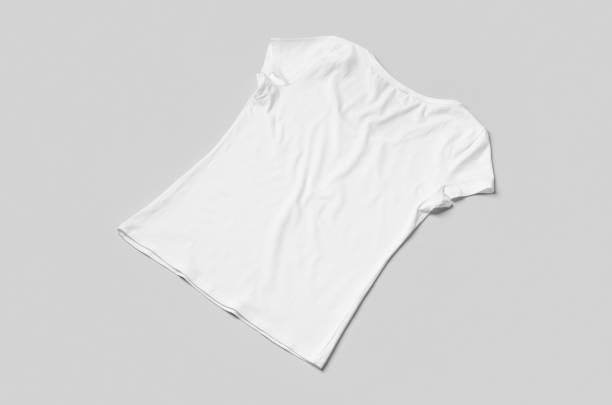 istock Women's crew neck t-shirt mockup, backside. 2154521203