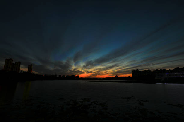 Evening scenery of waterfront city