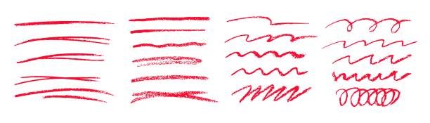 istock Red underlines and strikethrough strokes isolated on white background.Charcoal strokes. Set of red hand drawn brush lines different forms. Rough charcoal strokes. Collection of vector grunge brushes. 2154525402