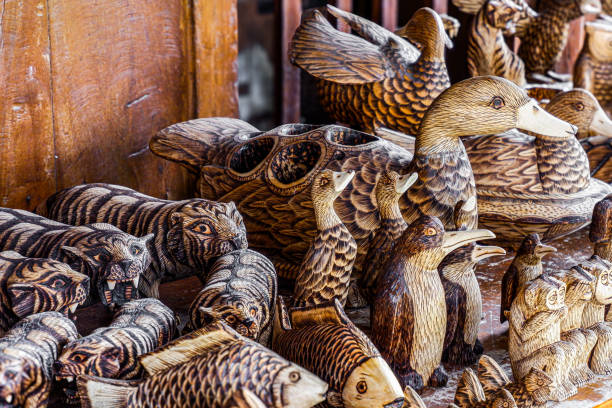 Various animal carvings from bamboo material