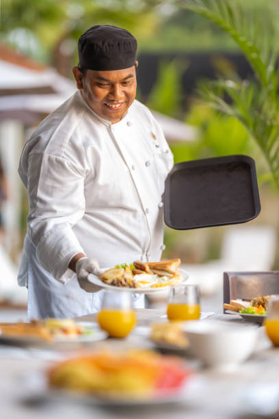 Luxury Holiday Vacation : Private Villa Chef Preparing Breakfast