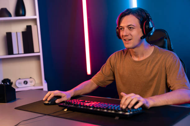 istock Host channel of smart streamer playing online game to be winner. Pecuniary. 2154536466