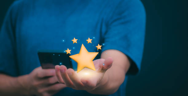 istock Customer services best excellent business rating experience. Satisfaction survey concept. user gives ratings to service experience on the online application, online marketing, and business processes. 2154545755