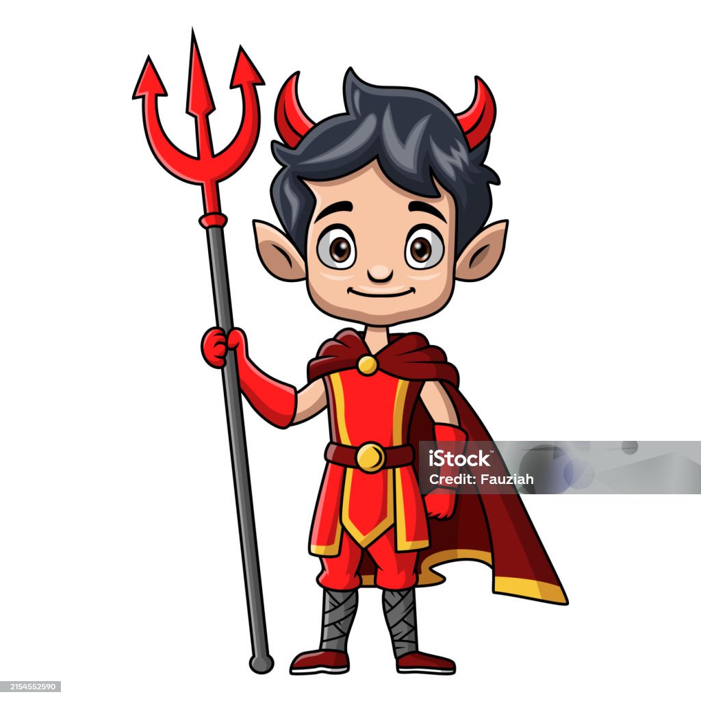 Animation Devil Boy Cute Boy Cartoon Wearing Costume Devil Stock Illustration - Download ...
