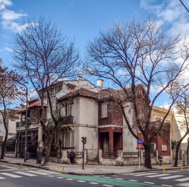 City of Buenos Aires, Argentina. June 11, 2021. Old house on a corner in Buenos Aires, in the neighborhood of Flores