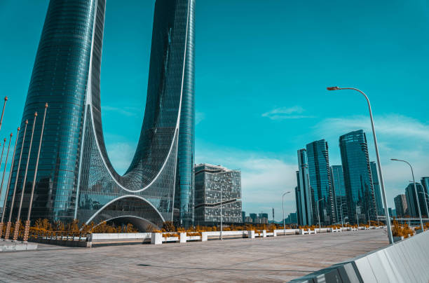 istock Modern financial buildings in business district;Architectural Backgrounds 2154554821