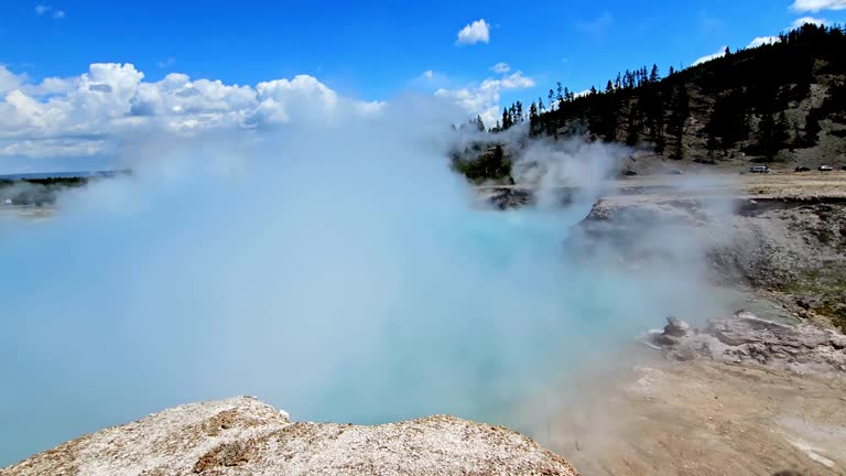 Time-lapse footage of the Grand Prismatic Spring in Yellowstone National Park in Wyoming, USA