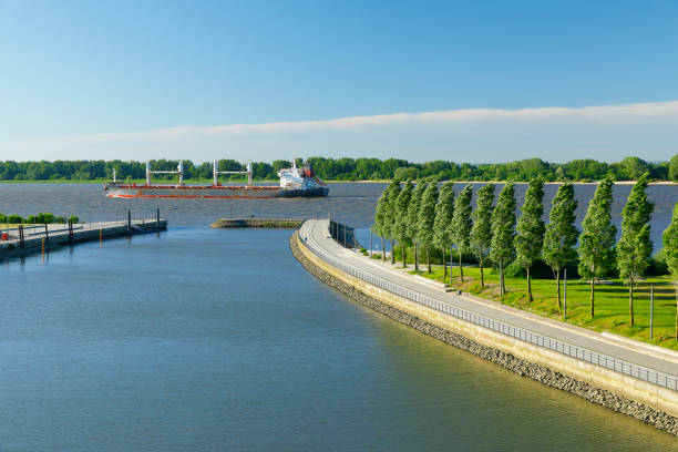 Artificial harbor basin in Wedel near Hamburg