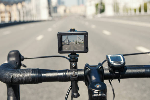 istock Action camera to capture on a steering wheel  of bicycle 2154563412