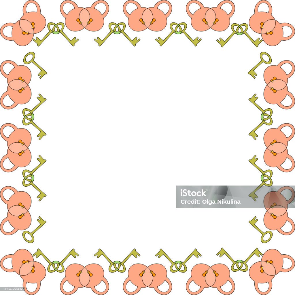 Lock Photo Frame Design Colored Frame With Locks And Keys1 Stock Illustration - Download Image ...