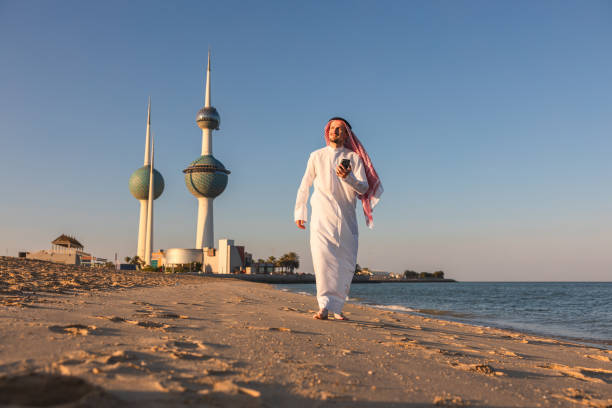 View of the Kuwait Towers - the best known landmark of Kuwait City.