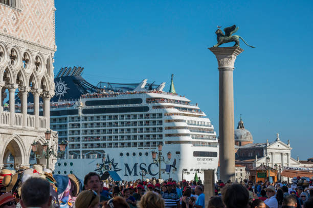 Friuli Venezia Julia, Italy - August 07, 2016: A cruise ship sailing near St. Mark's Square