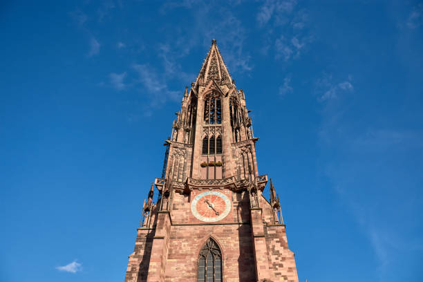 Baden-Württemberg, Freiburg im Breisgau;October,15,2023: Freiburg Cathedral, exterior of the cathedral in the city center